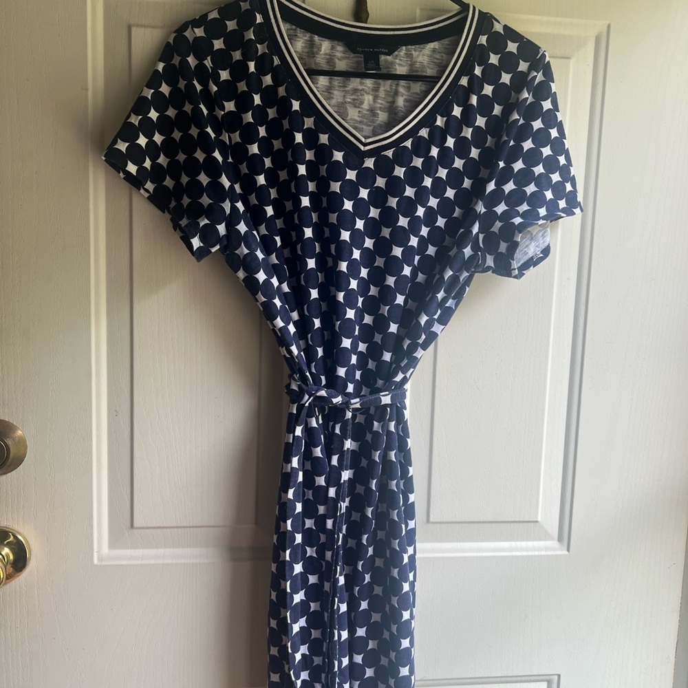 Navy Geometric Print Dress